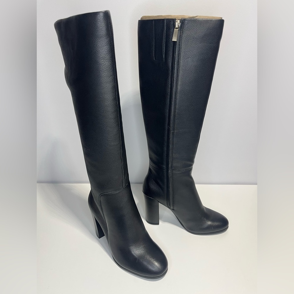 Kenneth Cole Women's Size 7 Black Leather Justin Block-Heel Tall Knee High Boots